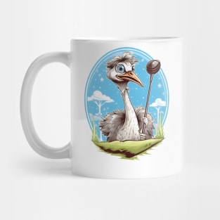 Ostrich on a green field Mug